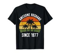 Awesome Husband Since 1977 Retro Tropical 49th Anniversary T-Shirt