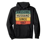 Awesome Husband Since 1987 37th Wedding Anniversary For Him Pullover Hoodie