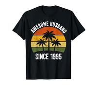 Awesome Husband Since 1995 Retro Tropical 31st Anniversary T-Shirt