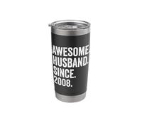 Awesome Husband Since 2008 18th Wedding Anniversary 18 Years Stainless Steel Insulated Tumbler