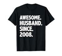 Awesome Husband Since 2008 Retro 18th Wedding Anniversary T-Shirt