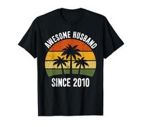 Awesome Husband Since 2010 Retro Tropical 16th Anniversary T-Shirt