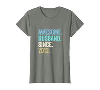 Awesome Husband Since 2013 13th Wedding Anniversary 13 Years T-Shirt, Women, Olive Heather, Small