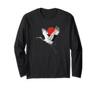 Awesome Japanese Flag and Crane for Animals and Cranes Fans Long Sleeve T-Shirt