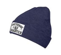 Awesome Like My Dau-Ghter Funny Mom Mother Day Dad Women Men Skull Caps Breathable Beanie Hat Stretchable Chemo Hat for Winter Running Cycling
