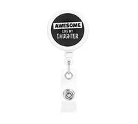 Awesome Like My Daughter Retractable Badge Holder Reel Clip Id Card Holder forNurse Student Office Worker