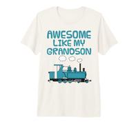 Awesome Like My Grandson, Fathers Day Steam Train Grandpa Premium T-Shirt