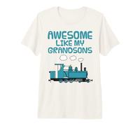 Awesome Like My Grandsons, Fathers Day Steam Train Grandpa Premium T-Shirt
