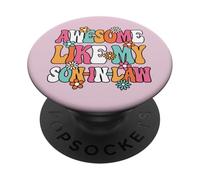 Awesome Like My Son-In-Law Cute Groovy Women Mother-In-Law PopSockets Adhesive PopGrip