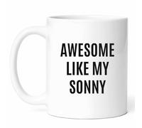 Awesome Like My Sonny Mug - Fantastic Coffee Cup - Funny Gift from Parents - Tea Mugs - Loving Family11Oz Drinking Cups for Son, Birthday, Him, Her, S Day, Reunion, Sibling, Memories, Moments
