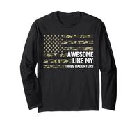 Awesome Like My Three Daughters Fathers Day Dad Of 3 Daddy Long Sleeve T-Shirt