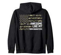 Awesome Like My Twin Daughters Fathers Day Dad Of Twins Camo Zip Hoodie