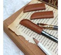 AWESOME MAKE IT, Leather Pencil Cap (3 Pack), Handmade, School & Office Essentials, Pencil Cover, Protector, case, Accessories, 6 Colors (Brown)