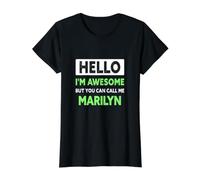 Awesome Marilyn Saying Funny Marilyn Name Value Graphic T-Shirt, Women, Black, S