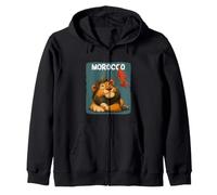 Awesome Morocco Lion Costume with Flag Zip Hoodie