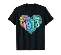 Awesome OCTOBER GIRL 1973 Fabulous 50 Heart 50th Birthday T-Shirt