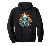Awesome Octopus Flames Costume for Blue Octopuses Lovers Pullover Hoodie