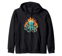 Awesome Octopus Flames Costume for Blue Octopuses Lovers Zip Hoodie