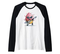 Awesome Pink Muffin with Electric Guitar for Cakes Lovers Raglan Baseball Tee