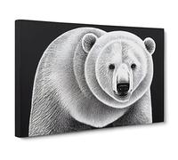 Awesome Polar Bear Canvas Wall Art Print 30x20 Inch | Ready to Hang, Gallery Wrapped, Fade-Resistant Inks, Securely Packaged, UK Made