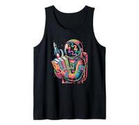Awesome pop Art Astronaut Reading Books in the Universe Tank Top