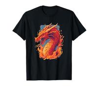 Awesome Red Fire Dragon Costume with Flames Graphic T-Shirt