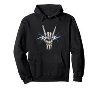 Awesome Rock On Rock'n Roll Skeleton Hand Horns Pullover Hoodie