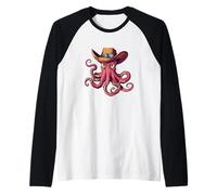 Awesome Rodeo Octopus Costume for Cowboy Hat Lovers Raglan Baseball Tee