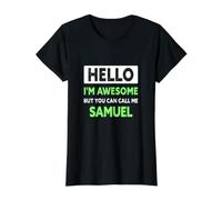 Awesome Samuel Saying Funny Samuel Name Value Graphic T-Shirt, Women, Black, L