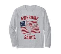 Awesome Sauce Tshirt Rooster Chicken Sauce American Flag USA Long Sleeve T-Shirt