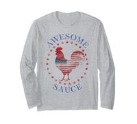 Awesome Sauce Tshirt Rooster Chicken Sauce American Flag USA Long Sleeve T-Shirt