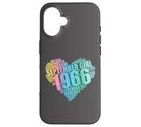 Awesome September 1966 Girl Legendary & Fabulous 60th Heart Case for iPhone 16