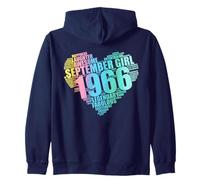 Awesome September 1966 Girl Legendary & Fabulous 60th Heart Zip Hoodie