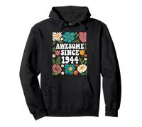 Awesome Since 1944 Floral Pattern Vintage Pullover Hoodie