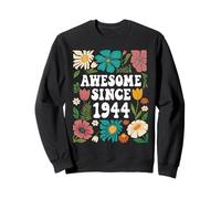 Awesome Since 1944 Floral Pattern Vintage Sweatshirt