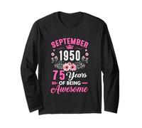 Awesome Since 1950 75 Years Old September 75Th Birthday Long Sleeve T-Shirt