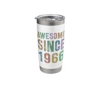 Awesome Since 1966 Vintage 60th Birthday Rock Roll Mom Dad Stainless Steel Insulated Tumbler