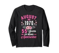 Awesome Since 1970 55 Years Old August 55Th Birthday Women Long Sleeve T-Shirt