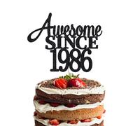 Awesome Since 1986 cake topper, 40 Birthday Cake Toppers-BLACK Glitter,Forty Cake Topper For Women, 40th birthday decorations,40th Birthday Cake Topper 40th Anniversary Party Decorations