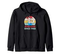 Awesome Since 1988 35 Year Old Funny 35th Birthday Gift Zip Hoodie