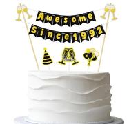Awesome Since 1992 Cake Topper Banner,Pre-Strung Glitter 34th Birthday or Anniversary Cake Bunting Banner & Cupcake Toppers,34 Years Old Party Decorations