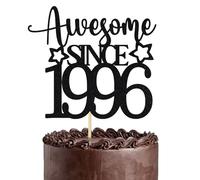 Awesome Since 1996 Cake Topper，Black Glitter Cake Decoration，for 30th Birthday Wedding Anniversary Party Supplies