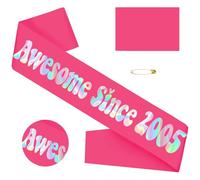 Awesome Since 2005 Sash- Hot Pink 21st Birthday Sash and 21th Anniversary Sashes, Cheers to 21 Years Sashes Decorations for 21 Birthday and Anniversary Party Supplies