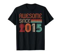 Awesome Since 2015 Cool 9 Yr Old Boys Girls 9th Birthday T-Shirt