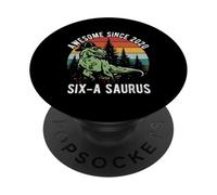 AWESOME SINCE 2020 SIX-A-SAURUS Dinosaur 6th Birthday PopSockets Adhesive PopGrip