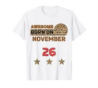 Awesome Since 26 November 26th Cool Leopard Print Birthday T-Shirt