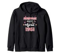 Awesome since April 1961 flowers 1961 April Birthday Zip Hoodie