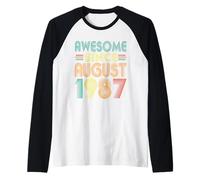 Awesome Since August 1987 Years 38th Birthday Funny Vintage Raglan Baseball Tee