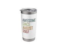 Awesome Since August 2007 Born Birthday Funny Retro Stainless Steel Insulated Tumbler