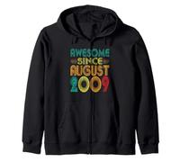 Awesome Since August 2009 Years 16th Birthday Funny Vintage Zip Hoodie